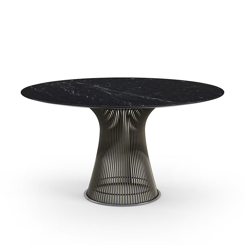 Knoll Tavolo Platner d135 base bronzo piano marmo Nero Marquina