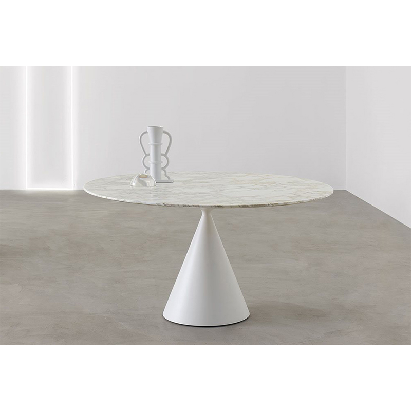 Tavolo rotondo moderno 100x73cm marmo bianco oro Onorato