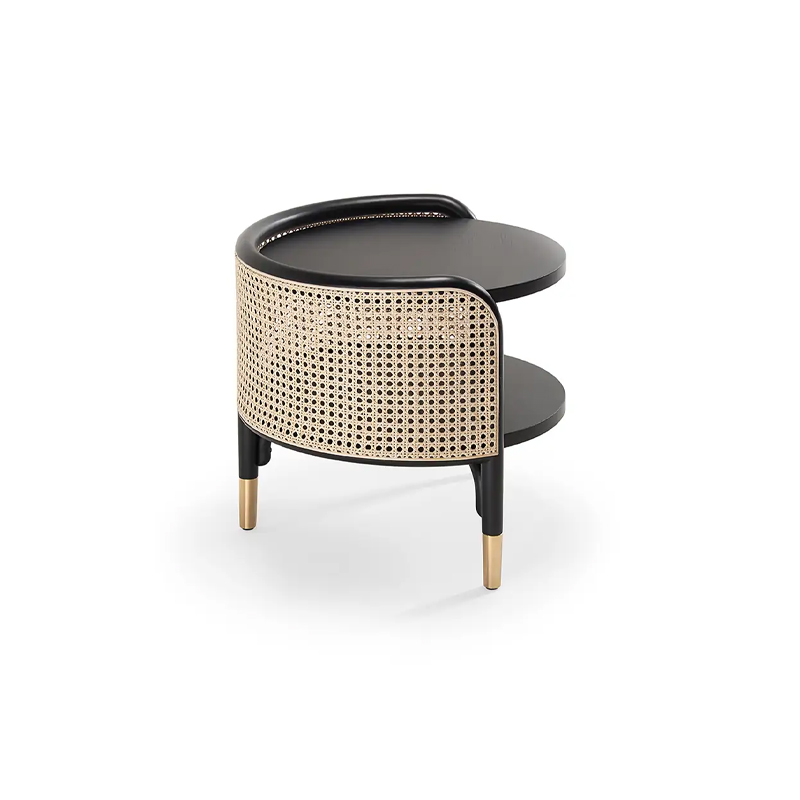 Tavolino Stretto Con Cesto In Tessuto 40x17,8x58 Cm - 3 Ripiani, Gambe In Legno, Piedini Regolabili, Per Piccoli Spazi