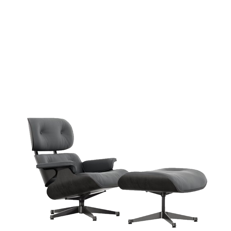 Vitra Poltrona Lounge Chair Ottoman h84 Frassino nero asfalto