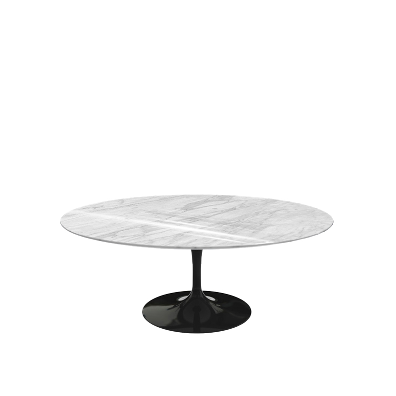 Knoll Tavolino Ovale Saarinen base Nero top Marmo Statuarietto