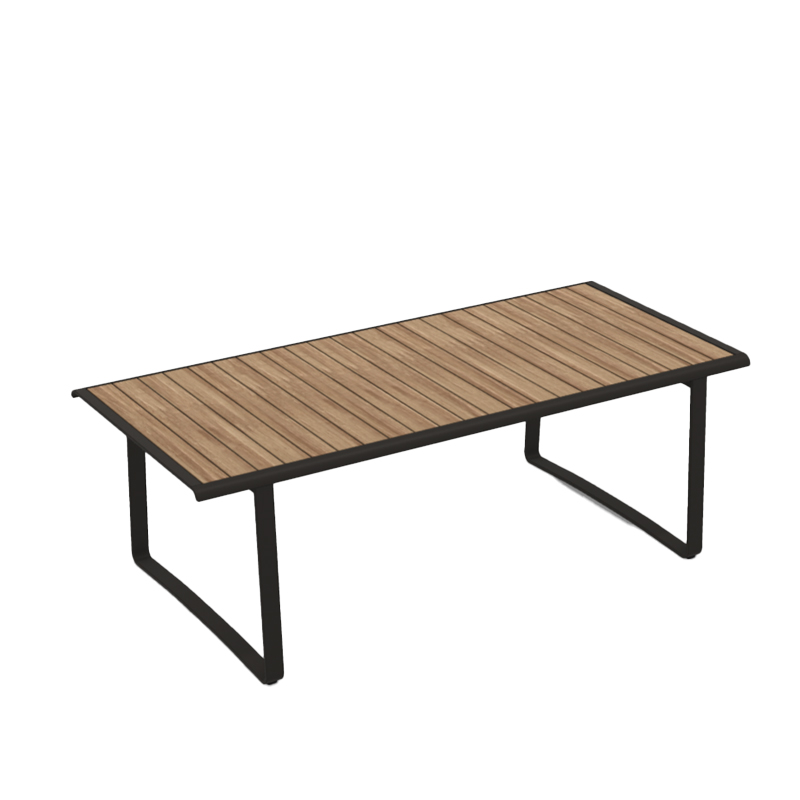 Tavolo in legno massello con pietra lavica incassata
