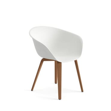 Arper - Sedia Duna 02 4 gambe teak scocca polipropilene bianco
