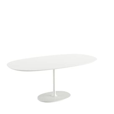 Arper - Tavolo Dizzie 182 x 100 ovale base acciaio verniciato bianco lucido piano Mdf goffrato bianco