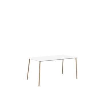 Arper - Tavolo Onemm 160x80 gambe effetto rovere piano bianco