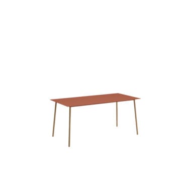 Arper - Tavolo Onemm 160x80 gambe effetto rovere piano terra rossa