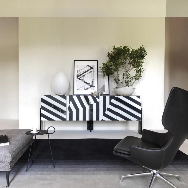 Driade Contenitore basso Ziqqurat laminato bianco nero Longho Design Palermo