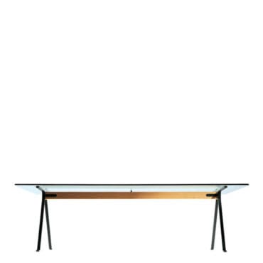 Driade - Tavolo Frate struttura nera trave faggio 275x86