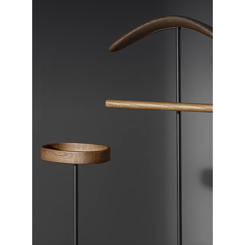 Appendiabiti Autoportante Milano Con Specchio | Metallo, Design Moderno, 175 Cm, Noce