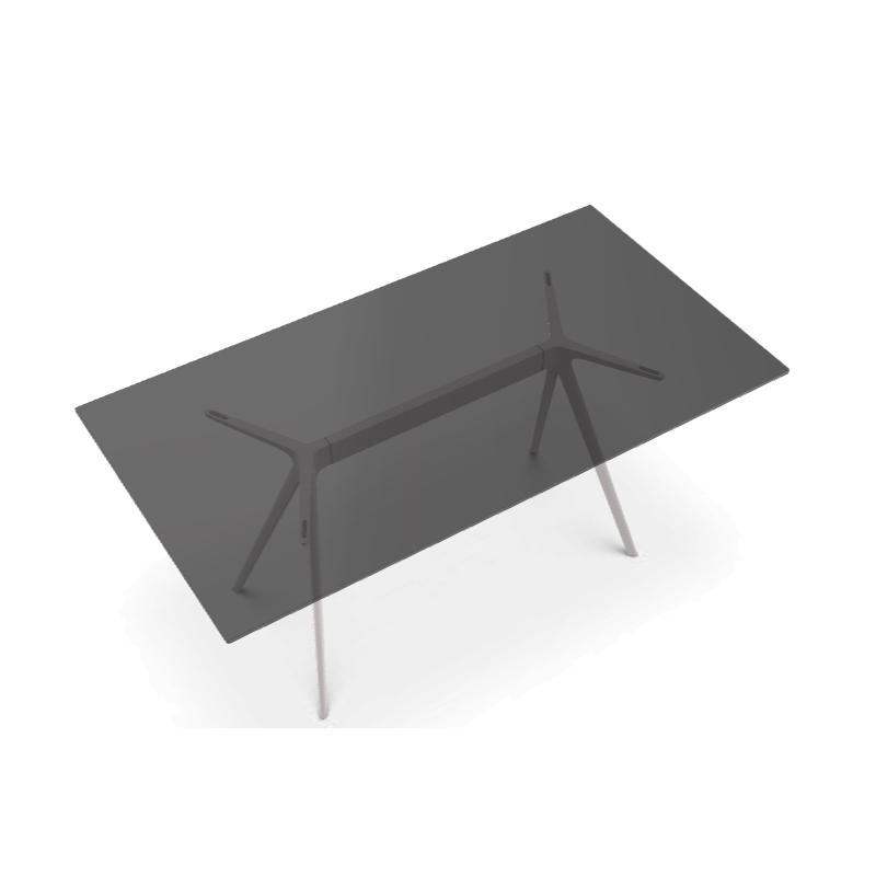 Tavolo 80x80 cm con top in vetro temperato tortora e gambe in metallo