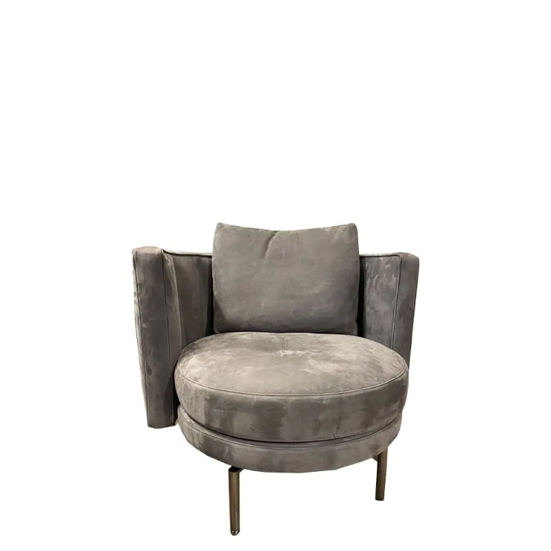 Minotti Poltrona small girevole Torii pelle Nabuk LONGHO