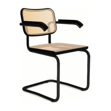 Knoll Sedia Cesca con braccioli verniciato in Nero e Paglia di Vienna impagliato a macchina Longho Design Palermo